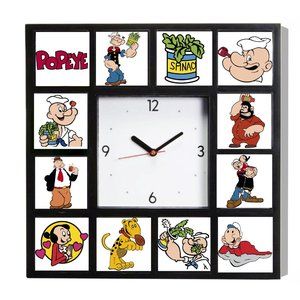 Popeye Olive Oyl Swee'Pea Wimpy Brutus Spinach Clock with 12 pictures